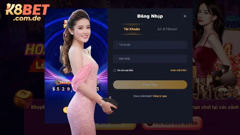 Đăng nhập K8BET bằng Tài khoản