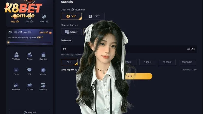 Nạp tiền K8BET bằng ví điện tử