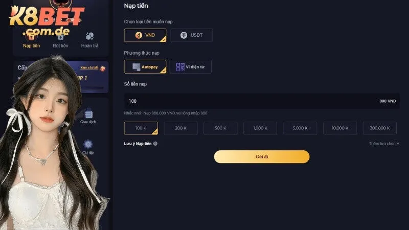 Nạp tiền K8BET qua Autopay(ngân hàng tự động)