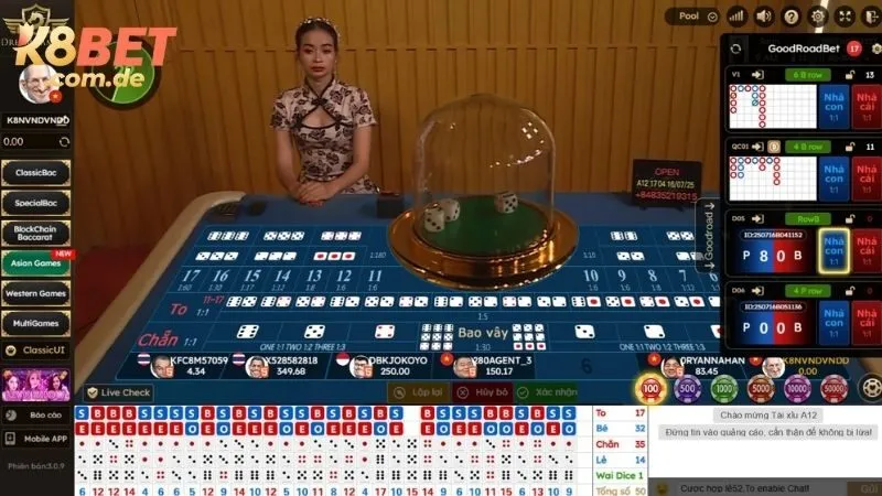 Tài Xỉu K8BET sử dụng 3 viên xí ngầu để xác định thắng thua