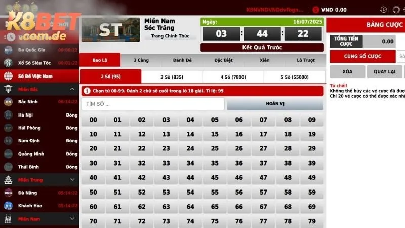 Xổ số K8BET là hình thức đặt cược nhanh chóng